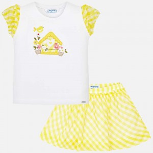 Set tricou si fusta vichy fetita Mayoral 3959PV19GBL2 Set tricou si fusta vichy fetita Mayoral 3959PV19GBL2
